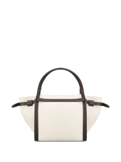 Tod's White Tote Bag With Front Leather Buckled Belt In Cotton Blend Woman