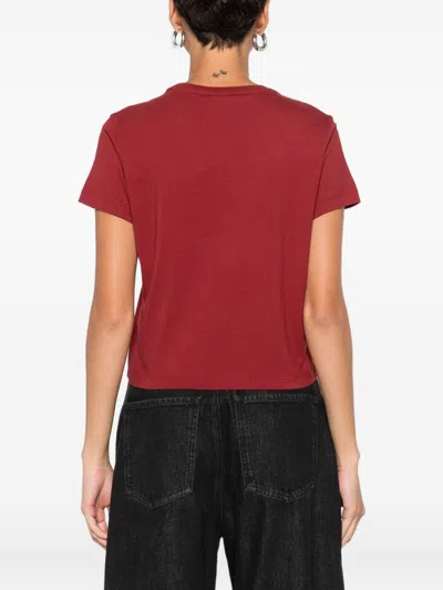 Maison Kitsuné Logo Cotton T-shirt In Burgundy