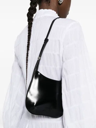 Jacquemus Le Petit Bisou Leather Shoulder Bag Adjustable Strap In Black