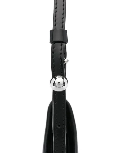Jacquemus Le Petit Bisou Leather Shoulder Bag Adjustable Strap In Black