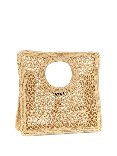 Jacquemus Small The Spiaggia Circular-handle Crochet Tote Bag In Neutral