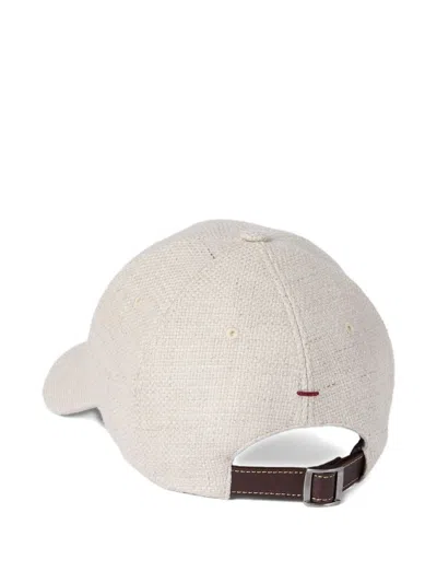 Brunello Cucinelli Hopsack Cap Adjustable Strap In Neutral