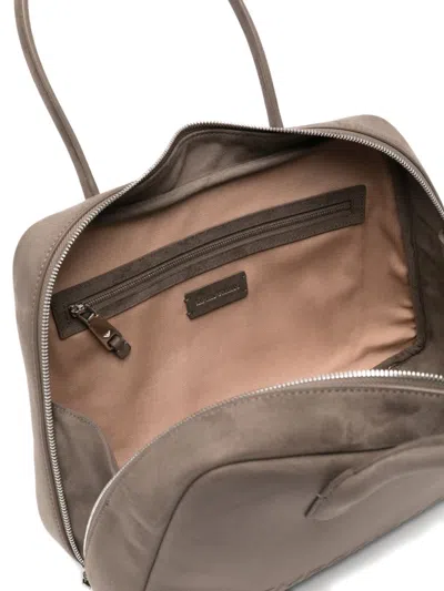 Emporio Armani Leather Shoulder Bag Rectangular Shape Handles In Gray