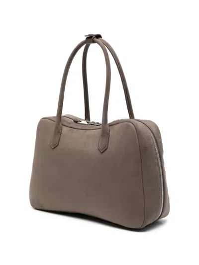 Emporio Armani Leather Shoulder Bag Rectangular Shape Handles In Gray