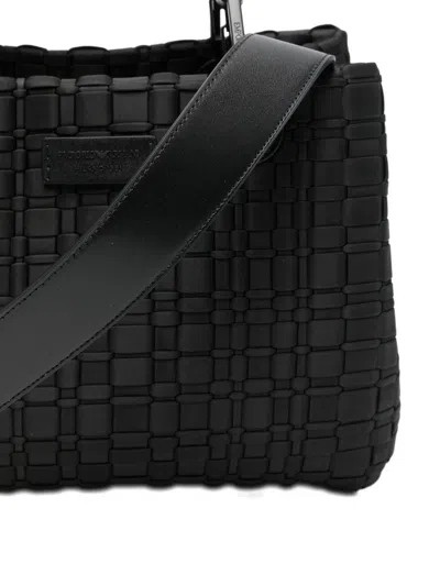 Emporio Armani Myea Small Shopper Bag In Woven Nylon In Black