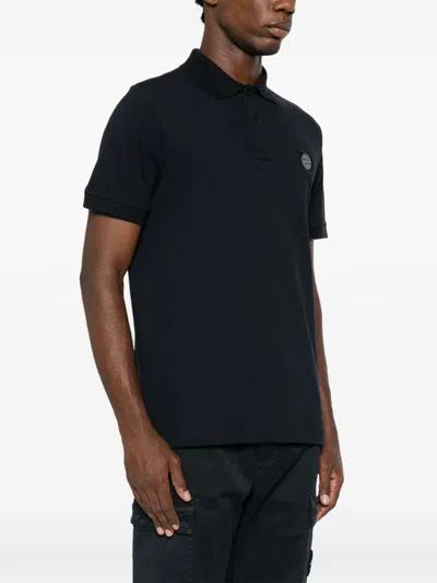 Stone Island Mens Black Brand-patch Regular-fit Stretch-cotton Polo Shirt Xl In Black