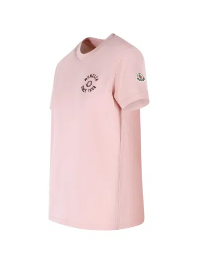Moncler T-shirt With Embroidery In Pink