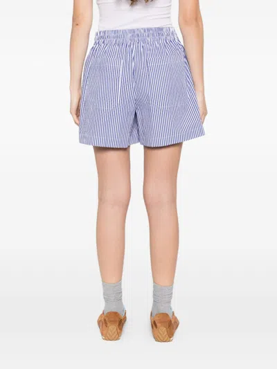 P.a.r.o.s.h Cotton Shorts Elastic Waistband Vertical Stripes In Blue