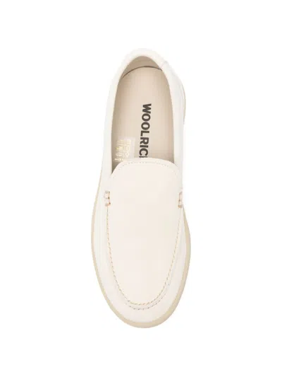 Woolrich Double U Leather Slip On Sneakers In White