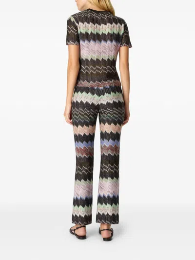 Missoni Zigzag Flared Trousers Textured Metallic Threads In Multi
