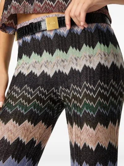 Missoni Zigzag Flared Trousers Textured Metallic Threads In Multi