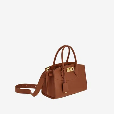 Ferragamo Medium Studio North-west Leather Top Handle Bag In Black