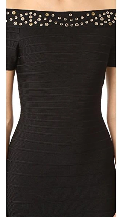Shop Herve Leger Karlee Bandage Dress In Black/comb