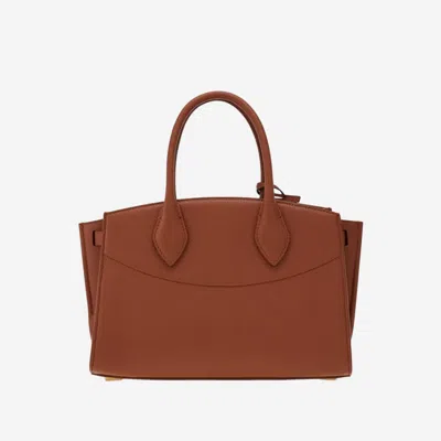 Ferragamo Medium Studio North-west Leather Top Handle Bag In Brown