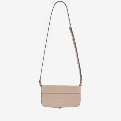Pinko Medium Saddle Flat Shoulder Bag In Neutral