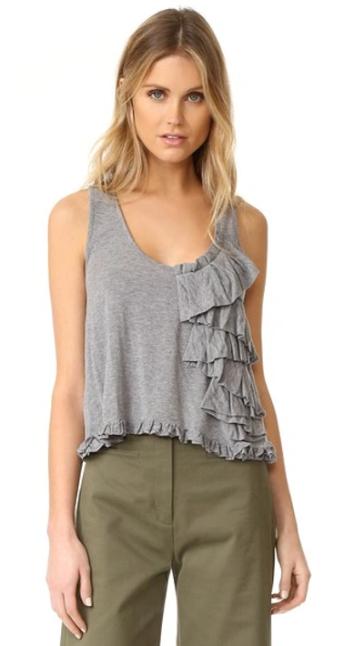 Marissa Webb Mariposa Knit Ruffle Top In Woodsmoke