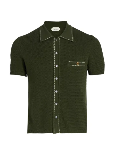 Versace Knit Shirt Chest Pocket Contrast Stitching In Multi