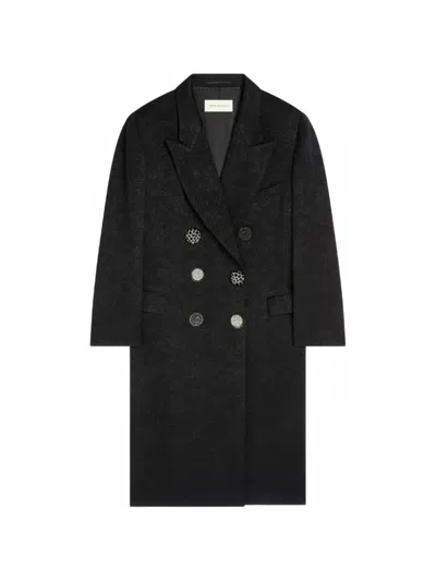 Dries Van Noten Womens Black Rosea Jewel-embellished Woven Coat In Black