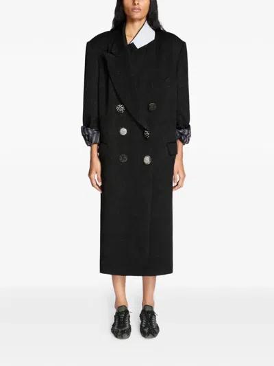 Dries Van Noten Womens Black Rosea Jewel-embellished Woven Coat In Black