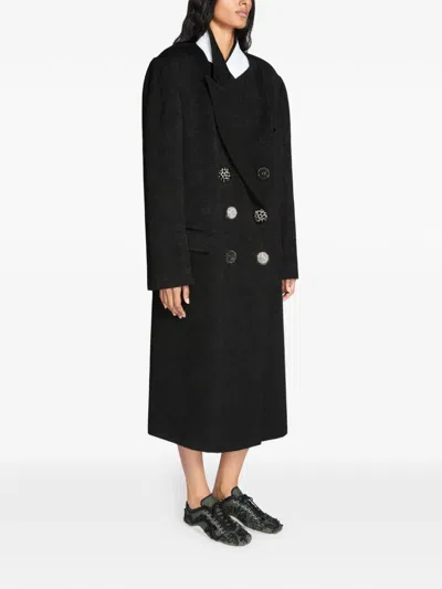 Dries Van Noten Womens Black Rosea Jewel-embellished Woven Coat In Black
