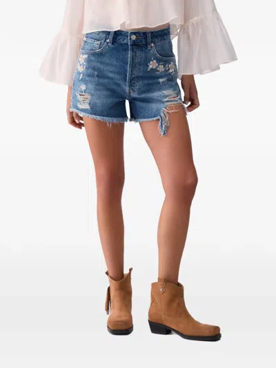 Liu •jo Distressed-effect Shorts In Blue