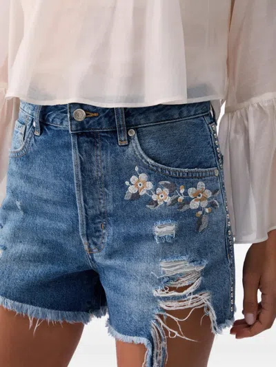 Liu •jo Distressed-effect Shorts In Blue