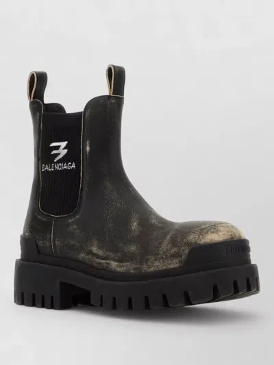 Balenciaga Strike Distressed Leather Chelsea Boots In Multi