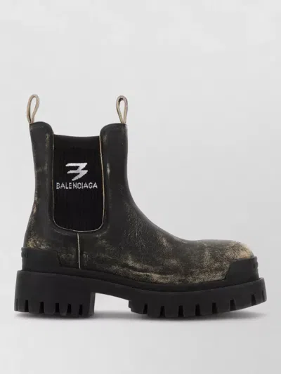 Balenciaga Strike Distressed Leather Chelsea Boots In Multi