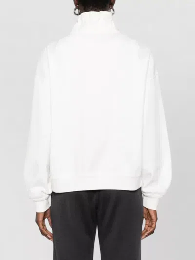 Brunello Cucinelli Cotton High Neck Sweater Drawstring Collar In White