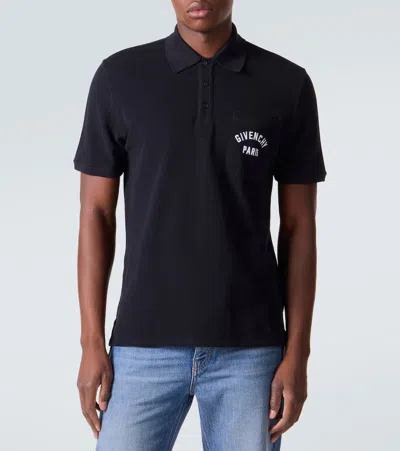 Givenchy Dark Blue Polo Shirt With Logo Embroidery Men In Black