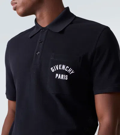 Givenchy Dark Blue Polo Shirt With Logo Embroidery Men In Black