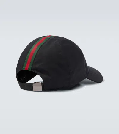 Gucci Web Stripe Canvas Baseball Cap In Pattern