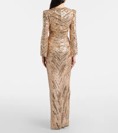 Jenny Packham Darcy Sequin-embellishment Maxi Dress In Sand