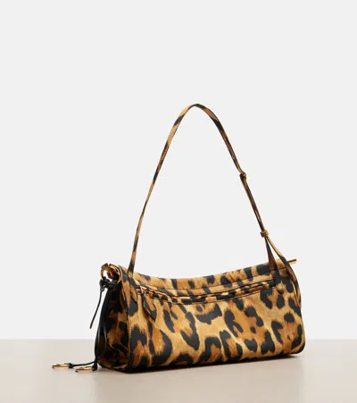 Alaïa Medium Twill Le Click East West Shoulder Bag In Brown