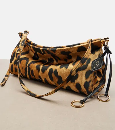 Alaïa Medium Twill Le Click East West Shoulder Bag In Brown