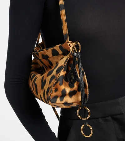 Alaïa Medium Twill Le Click East West Shoulder Bag In Brown