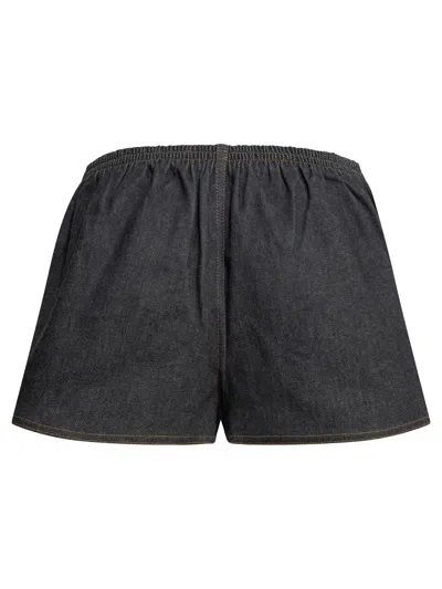 Jacquemus Amelo Shorts Contrast Stitching Elastic Waistband In Blue