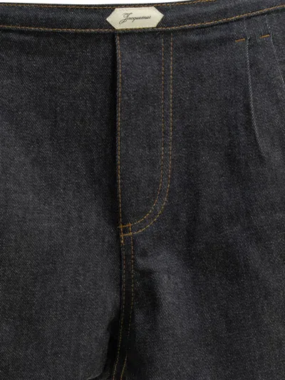 Jacquemus Amelo Shorts Contrast Stitching Elastic Waistband In Blue