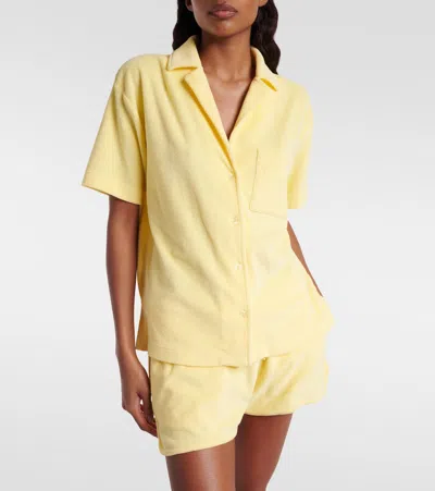 Hunza G Womens Butter Cuban Short-sleeve Terry Toweling Shirt In Yellow