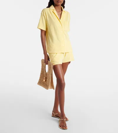 Hunza G Womens Butter Cuban Short-sleeve Terry Toweling Shirt In Yellow