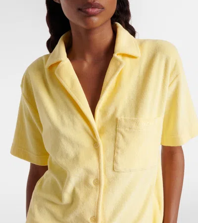 Hunza G Womens Butter Cuban Short-sleeve Terry Toweling Shirt In Yellow