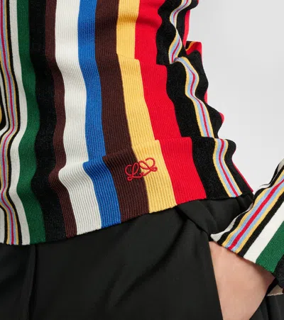 Loewe Women Multicolour Striped Ribbed Top, S Luxury Tops For Women Darveys In Multi