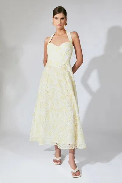 Bardot Pollie Halter Midi Dress In Yellow