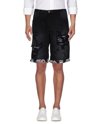 Philipp Plein Denim Shorts In Black