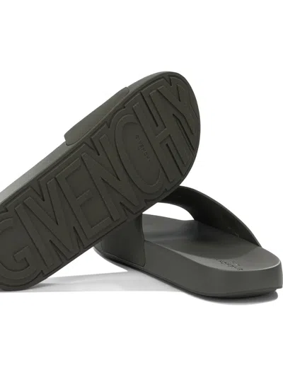 Givenchy Label Slide Flat Mules In Rubber In Multi