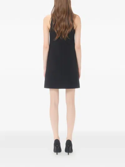 Valentino Garavani Rhinestone Snake Embroidery Crepe Couture Short Dress In Black