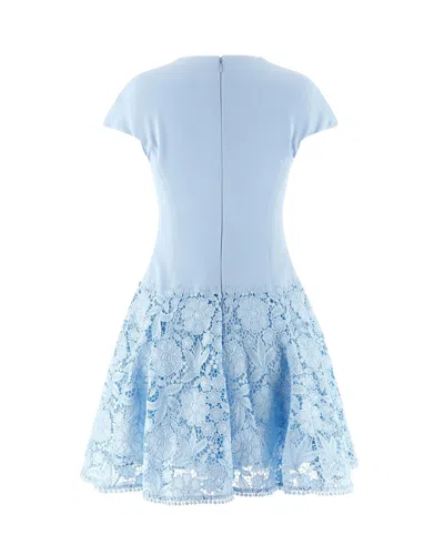 Self-portrait Womens Self Portrait Cap-sleeve Crepe And Lace Mini Dress In Blue