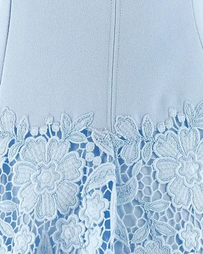 Self-portrait Womens Self Portrait Cap-sleeve Crepe And Lace Mini Dress In Blue