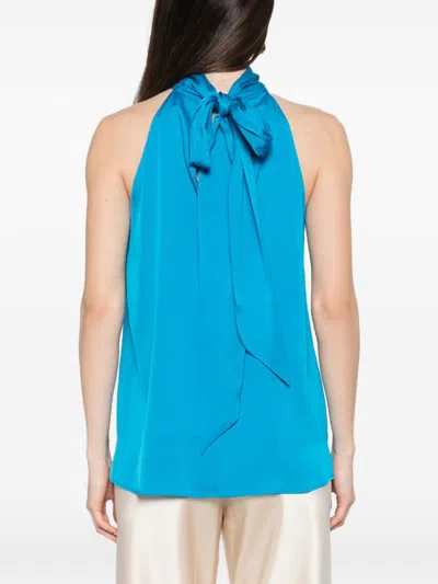 Silk95five Villete Gathered Halter Top In Blue