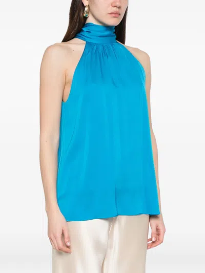 Silk95five Villete Gathered Halter Top In Blue